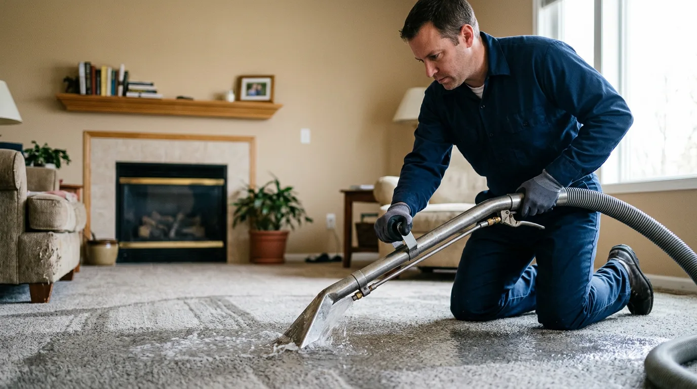 Water damage restoration technician working near Alplaus, NY